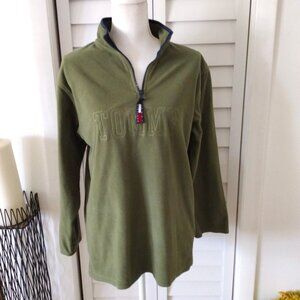 Tommy Hilfiger green 1/4‎ zip fleece pullover long sleeve boys Sz XL